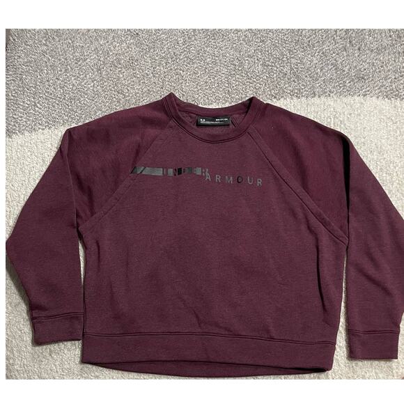 Under Armour Women's Size Small Crew Neck Loose Pullover Sweatshirt Burgundy - Picture 1 of 9